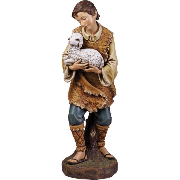 Shepherd and Lamb 39" Scale Colored Nativity Figure
