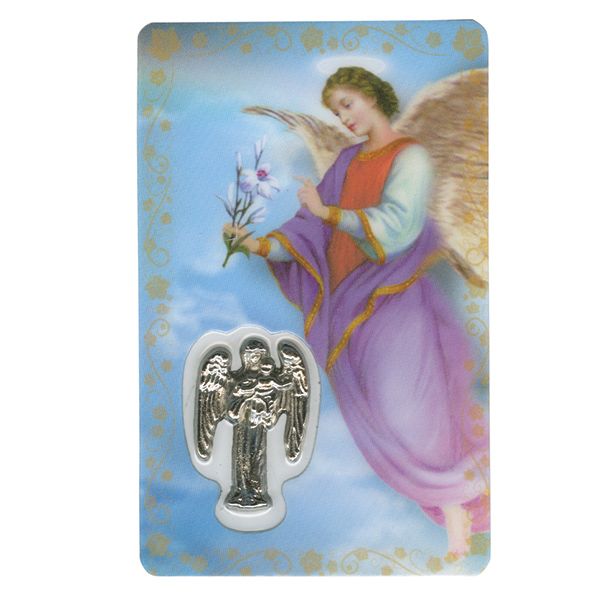 St Gabriel Devotional Holy Card with Medal