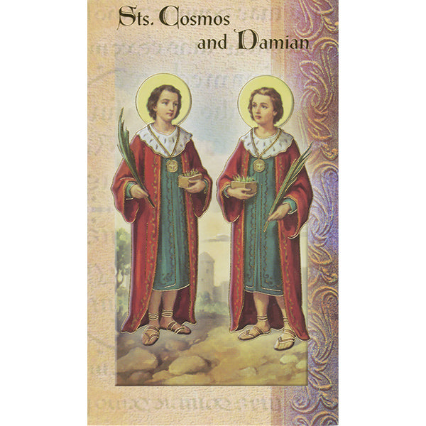 Sts Cosmos and Damian Mini Lives of the Saints Holy Card