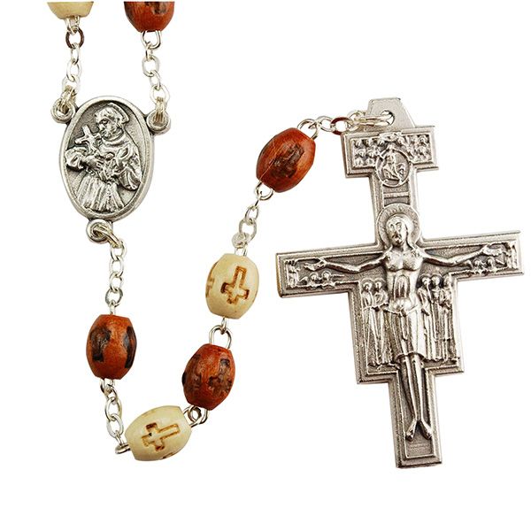 Two-Tone Wood Tau Rosary