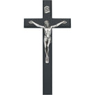 10" Black Wood Crucifix with Silver Corpus