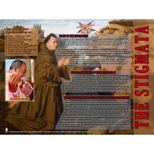 Stigmata Location Stigmata Explained Laminated Teaching Poster – Catholic Home and Church