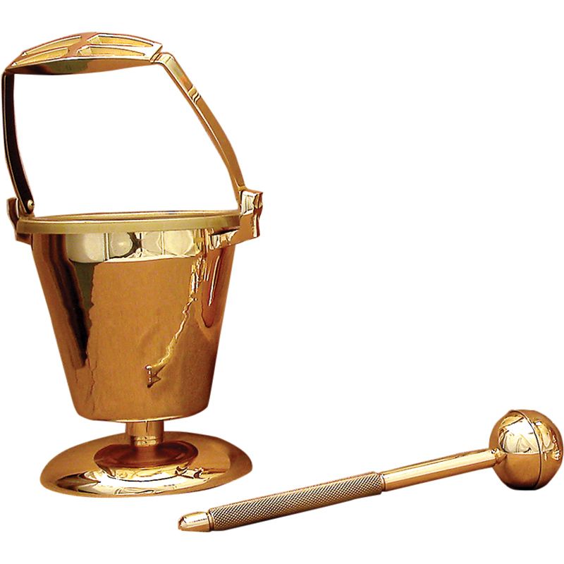 Holy Water Pot and Sprinkler Set - 12"