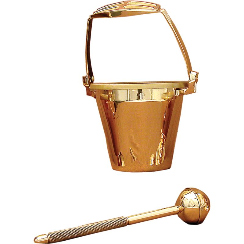 Holy Water Pot and Sprinkler Set - 10"