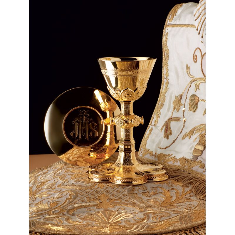 Engraved Gothic Chalice And Paten