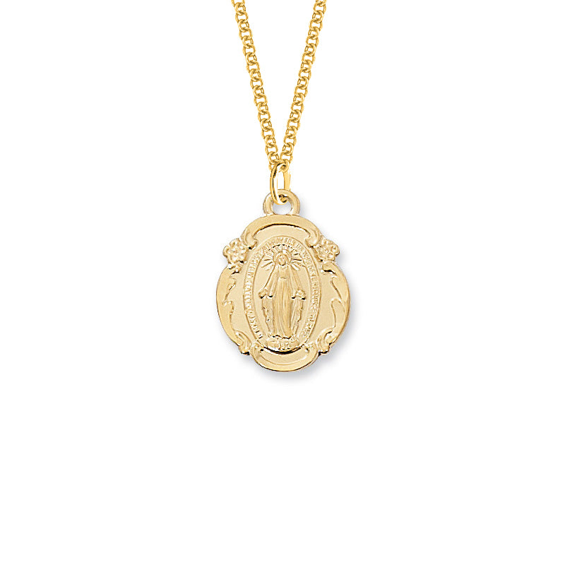 Miraculous Medal With Flowers