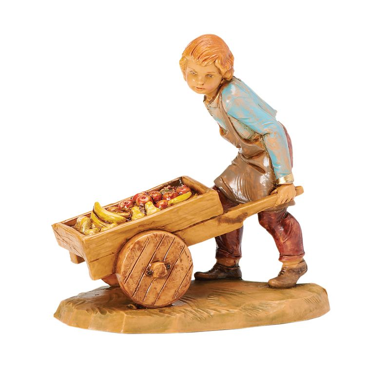Fontanini Hugo Figurine - Boy Pushing Cart