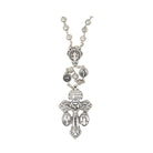 Silver Rosebud Rosary with Black Rosary Case