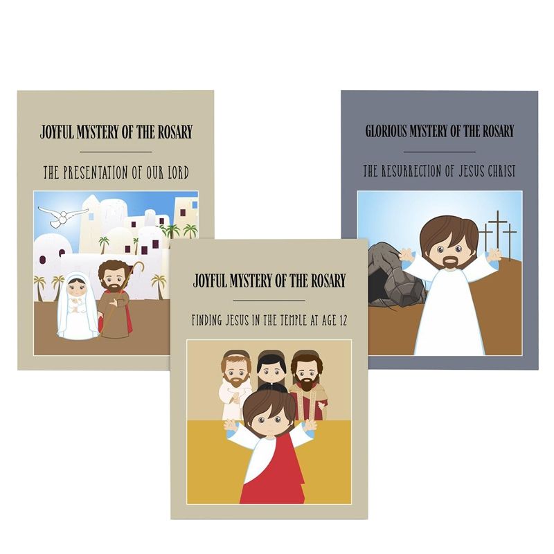 Mysteries of the Rosary Laminated Key Ring Set