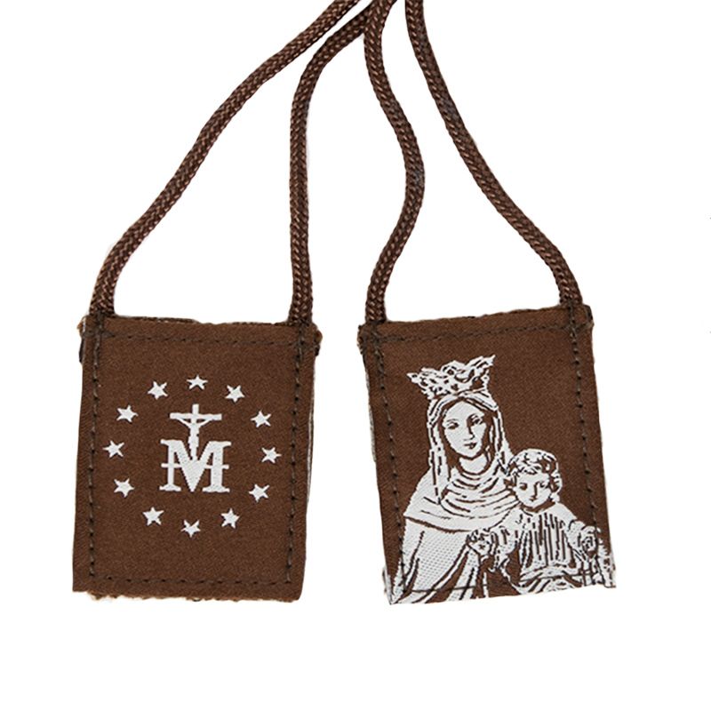 Our Lady of Mount Carmel Paracord Scapular - Brown and Cream