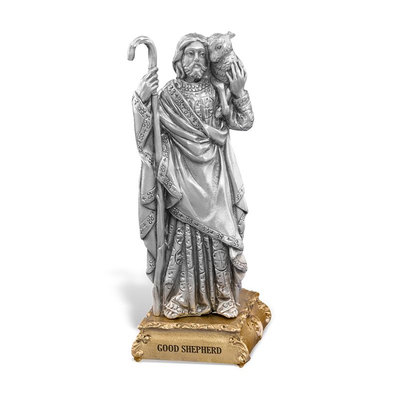 Good Shepherd Pewter Patron Saint Statue