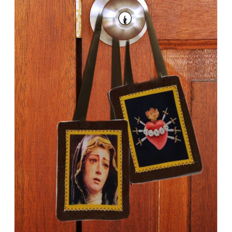 Mother of Sorrows Scapular with Pocket Containing Nail
