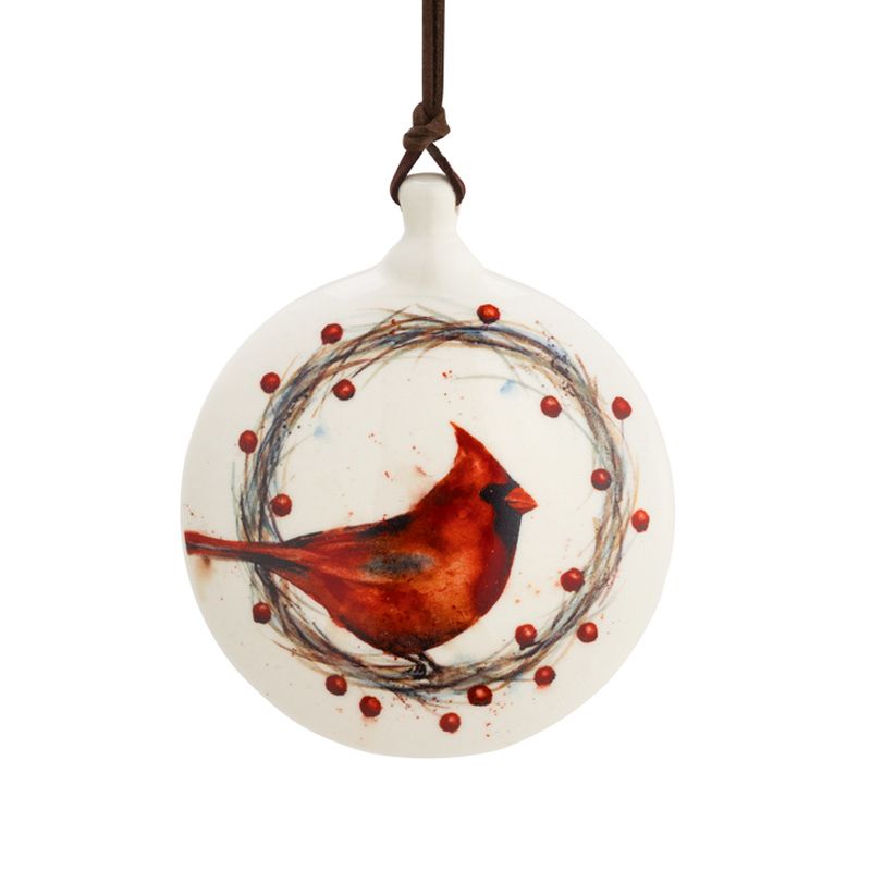 Ceramic Cardinal Wreath Ornament