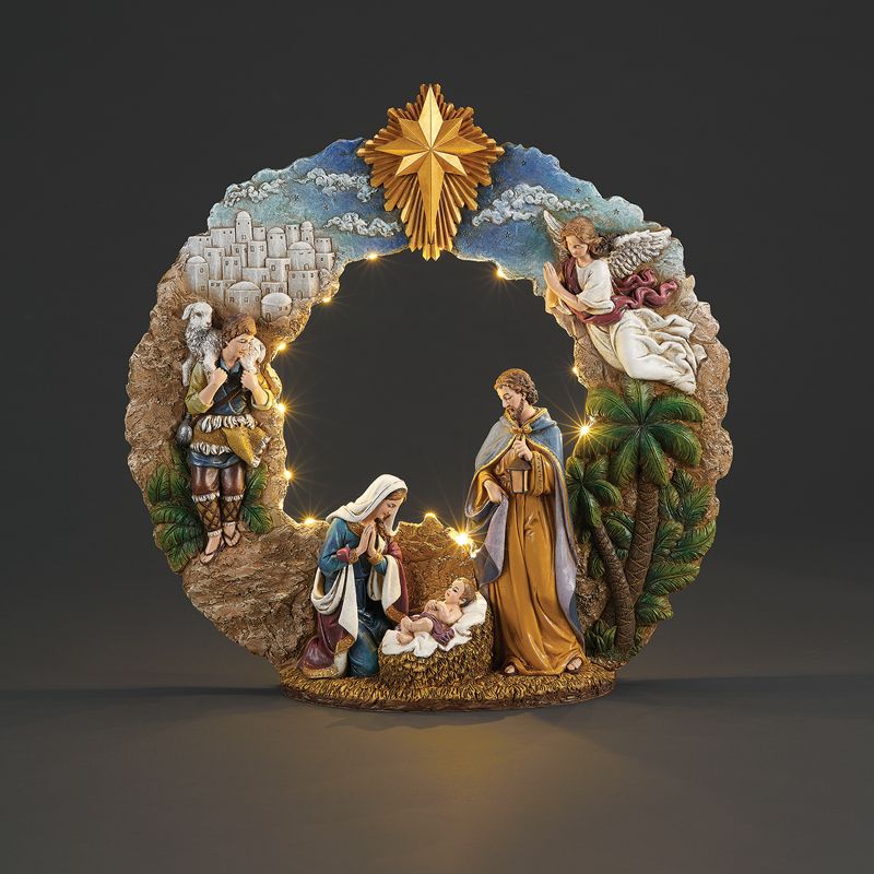 Lighted Nativity Wreath
