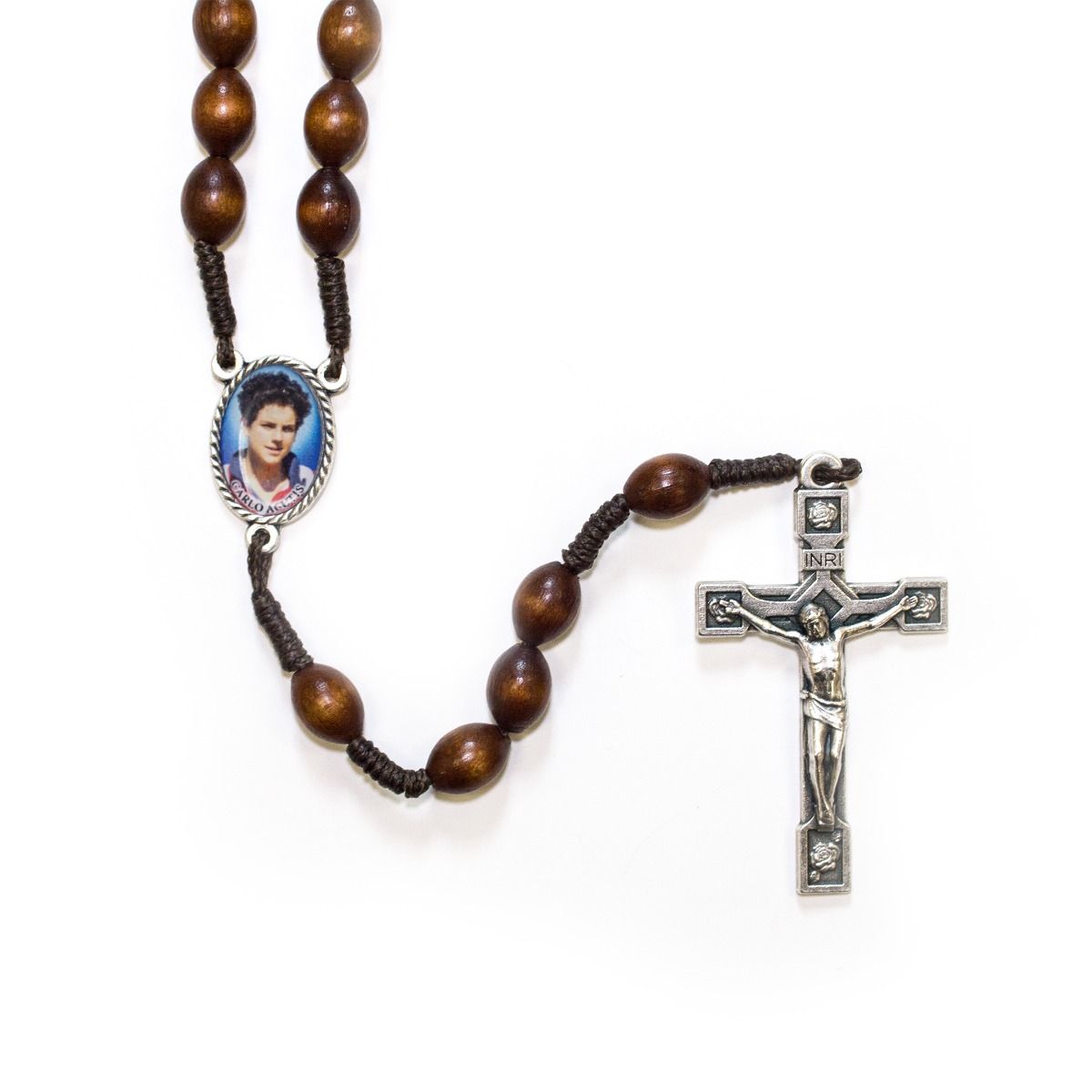 Carlo Acutis Wood Bead Rosary
