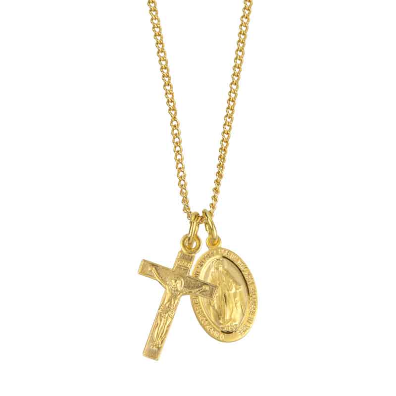 Miraculous and Crucifix Combo Pendant