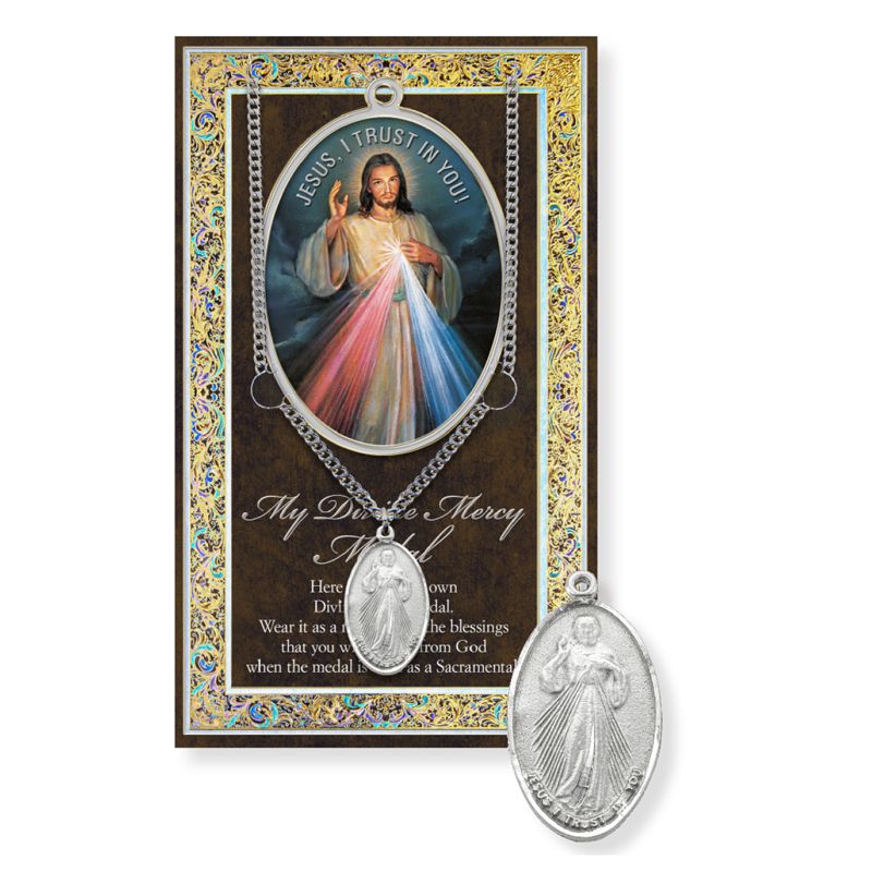 Divine Mercy Pewter Patron Saint Medal