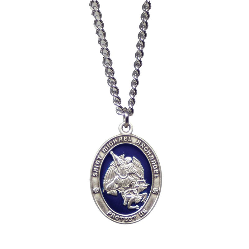 St Michael with Blue Enamel Medal
