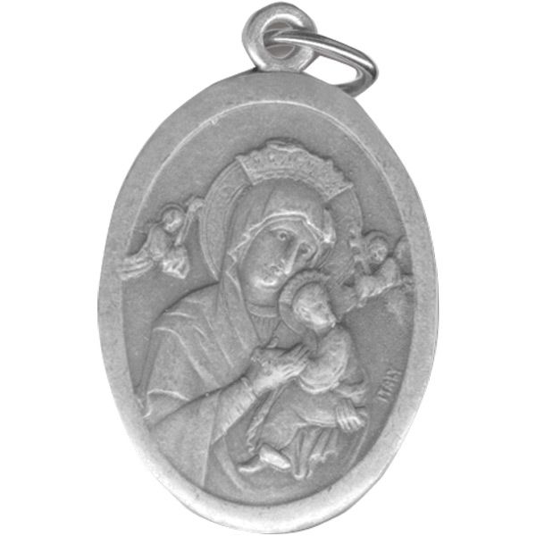 OL Perpetual Help Oval Oxidized Medal