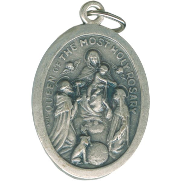 OL of the Rosary Oval Oxidized Medal