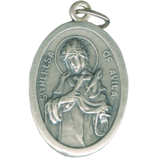 Teresa of Avila Oval Oxidized Medal
